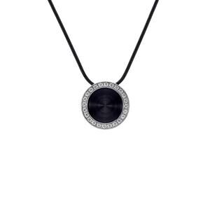 B.Tiff Black Enamel Pavé 30-Stone Halo Pendant w/ 26” Chain (Retail $80)